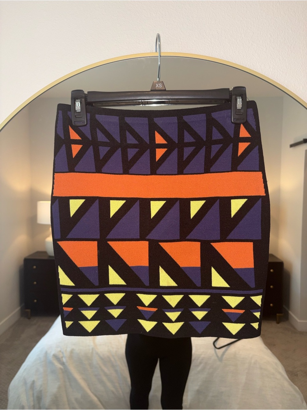RACHEL Rachel Roy Purple, Orange & Yellow Geometric Mini Skirt